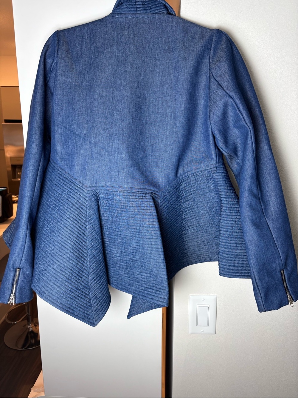 Gracia Designer Asymmetrical Jacket | Sculptural Blue Statement Blazer | Size M - Picture 13 of 14